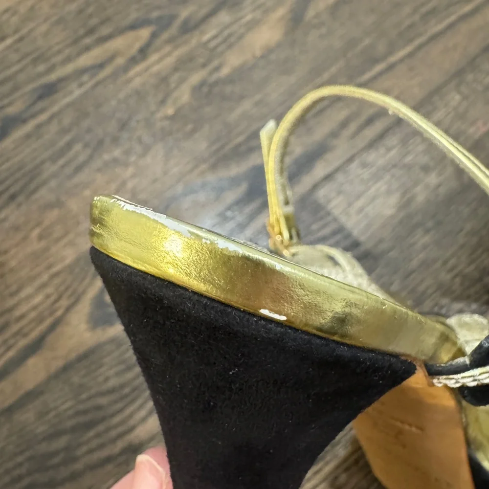Claudia Ciuti • Black & Gold High Heel Sandals (9.5M-run small) Made in Italy